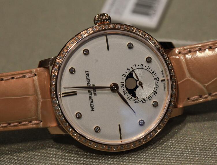 The diamonds on the dial and paved on the bezel add the femine touch to the model.